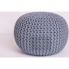PARADISE STAR Chunky Knitted Round Large Stool 100% Cotton Handmade Knitted for Kids Adults Living Room Charcoal
