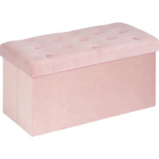 Bonlife Seat Chest Storage Box with Lid, Fabric Storage Space, Folding Footstool, Velvet Cloth