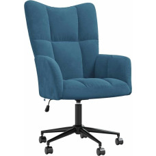 vidaXL Recliner Chair with Wheels, Height-Adjustable, Rotatable, TV Chair, Upholstered Chair, Relaxing Chair, Wing Chair, Living Room, Blue, Velvet