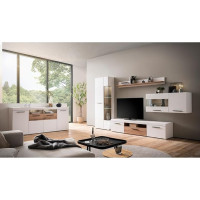 Living Room Set with TV Wall Mounted Wall Living Room Wall Modern Sideboard Display Cabinet Lowboard Wall Shelf Hanging Display Cabinet White with Oak