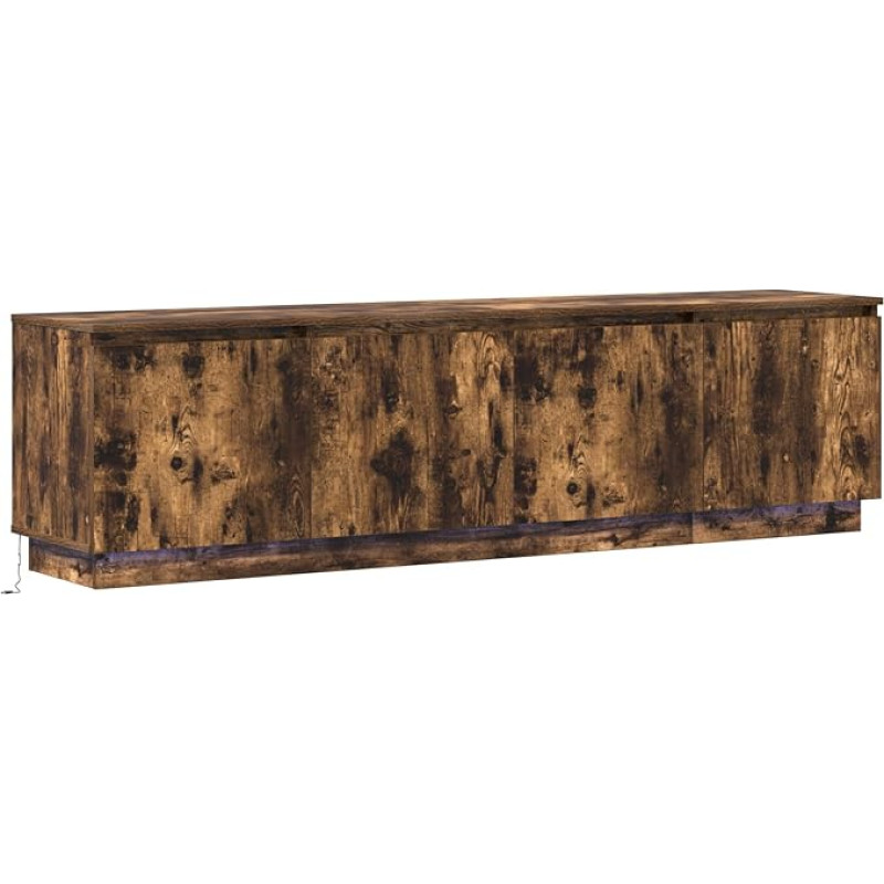 vidaXL TV Cabinet with LED Smoked Oak 180 x 38 x 49 cm Wood Material