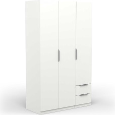 Demeyere Armoire Dressing Avec Penderie Modern 3 Portes 2 Tiroirs 4 Niches - Coloris Blanc Mat - 119.4 x 51.1 x 203 cm