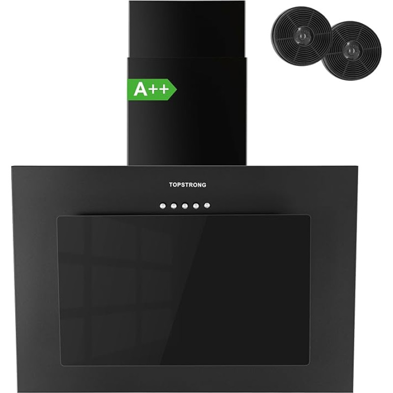 TopStrong Cooker Hood 60 cm, Extractor Hood 60 cm Recirculation / Exhaust Air with 350 m³/h Strong Suction Power, Quiet Head Hood 60 cm with LED Lighting, Includes Activated Carbon Filter, 3 Speeds