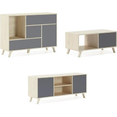 Skraut Home Sideboard+TV Cabinet+Coffee Table Set for Living Room - Wind Model - Dining Set - Durable Structure - Easy Assembly - Puccini/Grey Finish