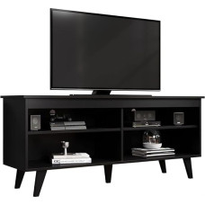 Madesa TV Cabinet, TV Stand for TVs up to 55 Inches, for Living Room and Bedroom, 136 x 38 x 58 cm, Wood, Black