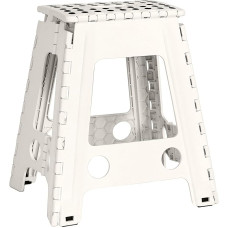 JeVx Folding Stool for Kitchen or Bathroom, High Step 45 cm, Small Stairs, Non-Slip, for Kids, XXL Bench for Adults and Children, Load Capacity 130 kg, White