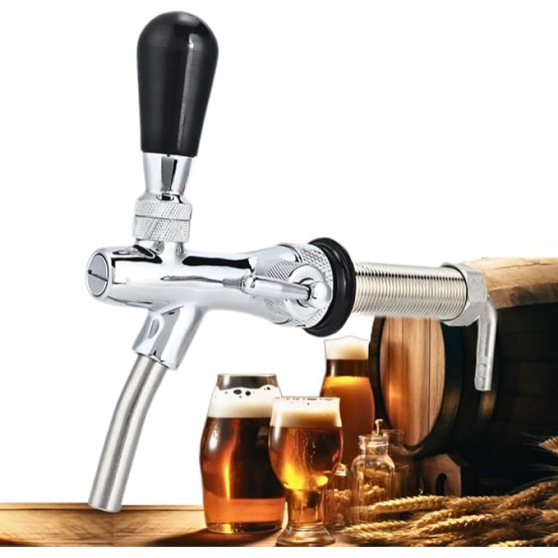 VIFERR Adjustable Beer Tap, G5/8 Adjustable Beer Tap, Chrome Draft Beer Tap, Adjustable Beer Tap, Wine Tools for Home, Bar, Restaurant