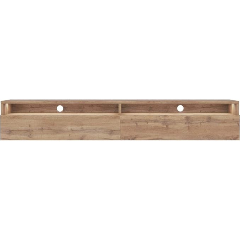 Selsey REDNAW TV Cabinet/Modern TV Board for Living Room, Standing/Hanging, 180 cm Wide (Wotan Oak Matt with LED)