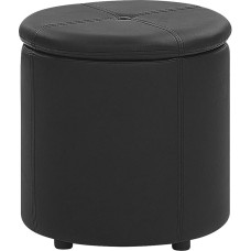 Beliani Maryland Elegant Faux Leather Pouf in Black with Practical Storage Space