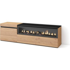 Skraut Home TV Cabinet, Lowboard, for Living Room and Dining Room, 150 x 45 x 35 cm, for TVs up to 65 Inches, Electric Fireplace, Dimensions: Modern Style, Oak Black