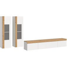 xonox.home Ruda elutoa 3-kohaline komplekt elutoa kombinatsioon elutoa mööbel elutoa kabinetimööbel kombinatsioon elutoa komplekt valge Artisan tammepuust rippudes