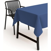 texpot Tablecloth 135 x 180 cm Oval Blue Linen Look Lotus Effect Stain Protection Non-Iron Tablecloth