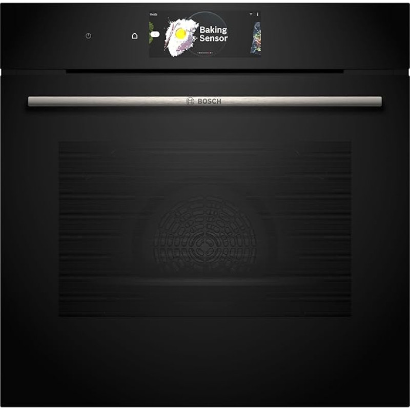 Bosch HBG7784B1 Series 8 Smart Built-In Oven, 60 x 60 cm, Digital Operating Ring, TFT Touch Display Pro, Gentle Hot Air, Crisp Function, Oven Assistant with Voice Control