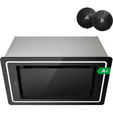 FIREGAS Built-In Cooker Hood Black 52cm - 450m3/h Energy Class A+ 9 Speeds Touch Control LED Strip Extractor Fan Extractor Fan Recirculation with Activated Carbon Filter