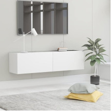 Myheimly TV Cabinet with 2 Folding Doors TV Furniture Hanging Board Lowboard TV Cabinet Sideboard Wood Material White 120 cm