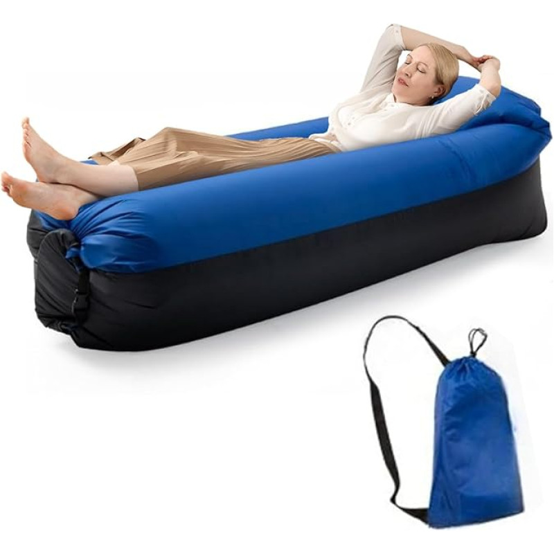 Rumicet Inflatable Lounger with Cushion, Portable Inflatable Beach Chair, Waterproof and Leakproof, Ideal for Camping, Hiking, Picnics, Outdoor Activities, Festivals and Beach Parties