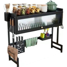 YTBHSHXZ Dish Drying Rack with Carbon Steel Construction, Multifunctional Kitchen Organiser and Storage Rack