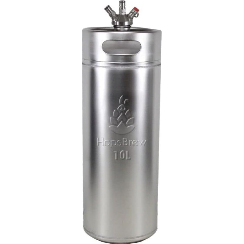 Hopsbrew Mini 304 Stainless Steel Keg Growler (10L Standard Silver with Spear)