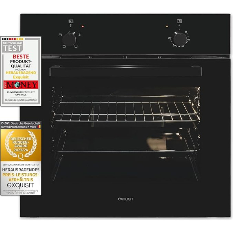 Exquisit Built-in Oven EBE255-020 Black Energy Efficiency Class A 59.0 L Cooking Space Built-in Oven 60 cm