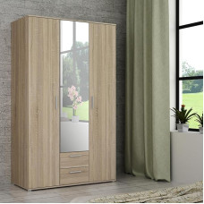 Forte Nano Wardrobe 120 130, Modern Cabinet Made of Wood Material, Narrow Cabinet, Hallway Cabinet, Multi-Tier Cabinet, Sonoma Oak Wood Decor, 121 cm Wide x 200.1 cm High x 54 cm Deep