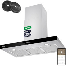 Ciarra Cooker Hood 60 cm 550 m³/h Touch Control Chimney Stainless Steel Kitchen Cooker Hood [Energy Class C], 90 cm, Silver