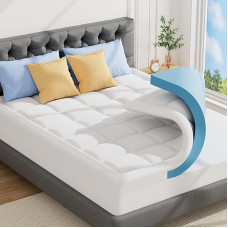 ABENE Mattress Topper 180 x 200 cm, H3 Gel Memory Foam Topper with Washable Bamboo Fibre Cover, 7 cm Height Mattress Topper for Box Spring Bed, Comfort Foam, Breathable Pressure Distribution (180 cm x