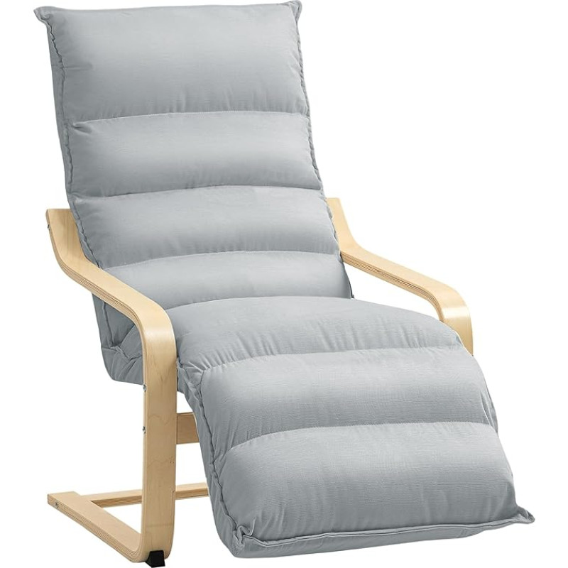 HOMCOM Recliner Chair, Lounge Chair, Padded Chair with Adjustable Footrest, Velvet Look for Living Room, Swing Chair with Armrest, Reading Chair, Light Grey