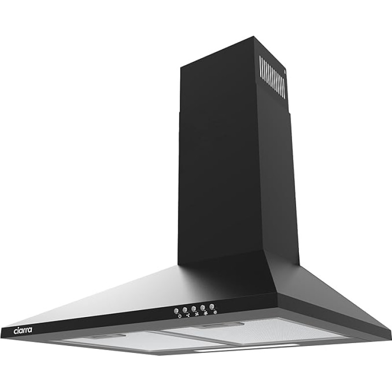CIARRA Dunstabzugshaube 60cm Umluft Abluft Pyramide Schwarz,CAB6201A