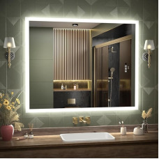 GANPE LED Bathroom Mirror, Makeup Mirror, Wall Mounted, Human Induction, Bluetooth, Anti-Fog, IP44 Waterproof + Vertical & Horizontal (80 x 100 cm)