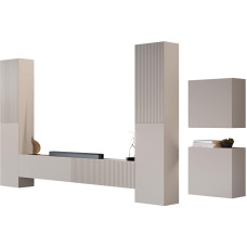 Mirjan24 Cholon V Wall Unit, Modern Living Room Set, Wall Cabinet, Display Cabinet, TV Lowboard (Cashmere)