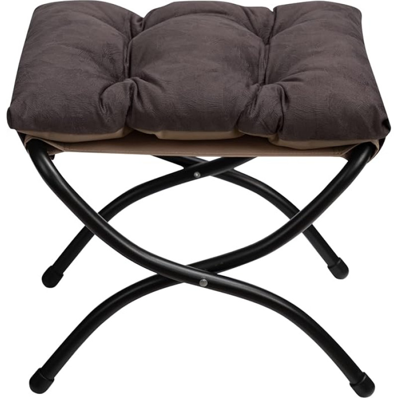 HollyHOME Foldable Footstool Footrest Footrest Foldable Stool with Metal Legs Foot Stool with Removable Padded Seat Grey Brown