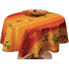 Le linge de Jules Stain Resistant Tablecloth Olive Red Oval 150cm x 240cm