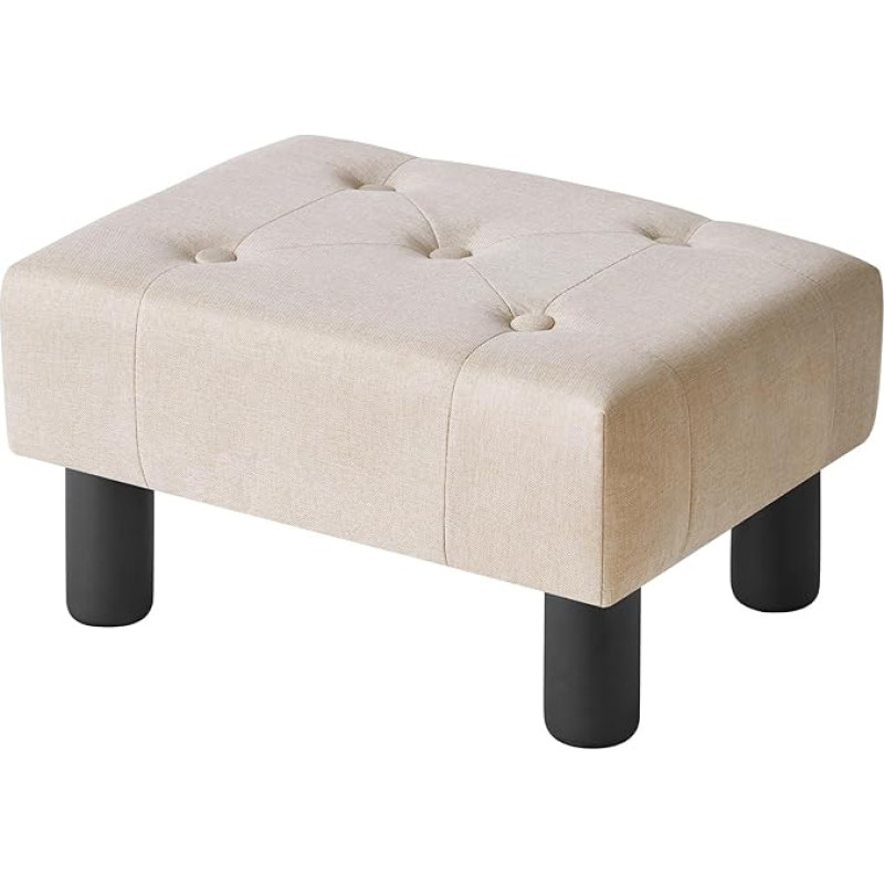YMYNY HBD039Y Small Footstool, Rectangular Linen, Seat Stool, Footstool for Living Room, Pouf Couch Stool, Ottoman Footrest for Entrance, 40 x 30.5 x 22.5 cm, Beige
