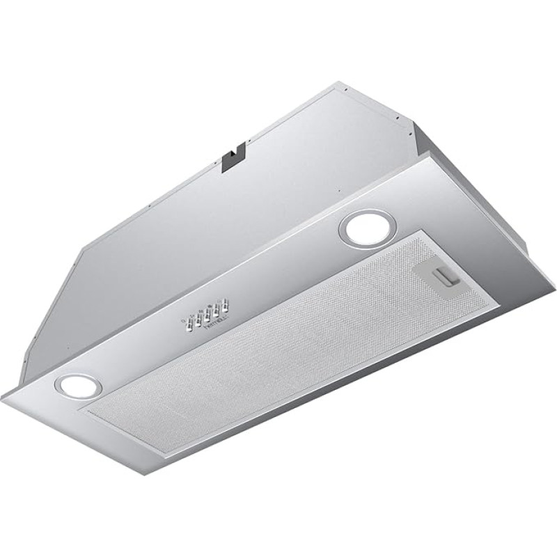 Hermitlux Cooker Hood 75 cm Built-In, Extractor/Recirculation - Extractor Hood with LED, 620 m³/h Airflow, Stainless Steel