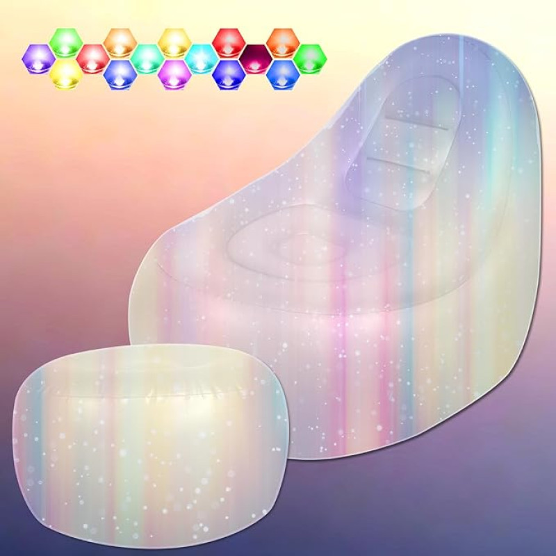 Balabulala Self-Inflating LED Sofa, Illuminated Inflatable Recliner Chair, Lightweight Folding Air Chair for Kids and Adults, Inflatable Play Sofa, Perfect for Room, Camping or Home