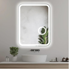 Home Glow LED Bathroom Mirror 60 x 80 cm with Lighting and Anti-Fog, Bathroom Mirror with LED Light, Wall Mirror & Makeup Mirror Illuminated