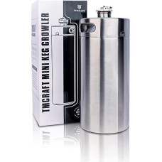 TMCRAFT 4 Litre Mini Growler Keg, Portable Stainless Steel Beer Barrel with Hexagonal Spiral Lid for Home Brewing, Crafting and Draft Beer