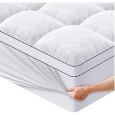 Autsel Mattress Topper 140 x 200 cm, Premium Mattress Topper Hypoallergenic, 1200 gsm Ultra Soft Mattress Topper with 4 Non-Slip Corner Tabs, Machine Washable Microfibre Topper