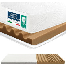 DOLCI SOGNI Topper 90 x 200 cm - Mattress Topper with 7-Zone Foam & 3D Wave Cover - Oeko-Tex & CertiPUR Certified - Ergonomic, Breathable & Antibacterial