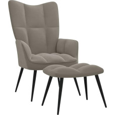 vidaXL Recliner Chair with Stool, Armchair with Steel Frame, Relaxing Chair, Upholstered Chair with Armrest, TV Chair, Living Room, Modern, Light Grey Velvet