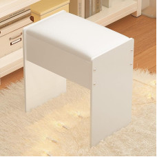 Dressing Table with Mirror, Dressing Table with Drawers and Open Shelves, Wooden Modern Bedroom Chest of Drawers, White (S1)