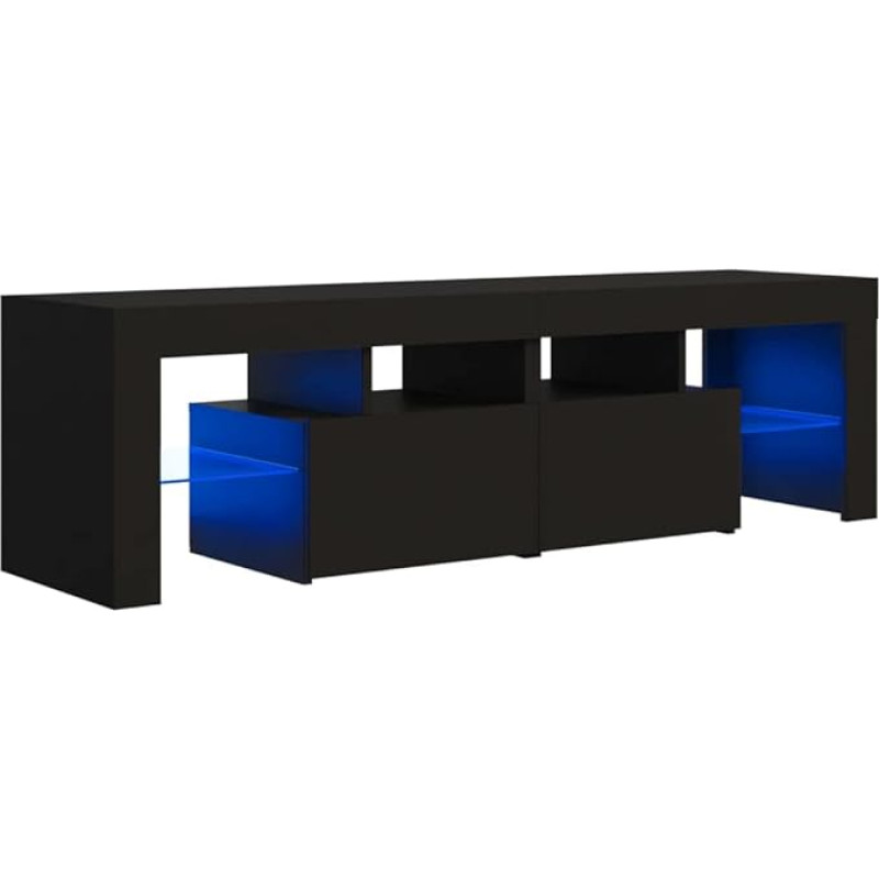 vidaXL TV Cabinet with LED Lighting TV Furniture TV Table Living Room Furniture Lowboard TV Stand Media Furniture TV Cabinet Black 140 x 36.5 x 40 cm