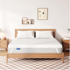 Vesgantti Mattress Topper 140 x 200 cm, Gel Topper with Removable and Washable Cover, H3 Gel Foam Topper, Mattress Topper for Box Spring Bed and Beds, Sofa Bed, 10 cm Height, White