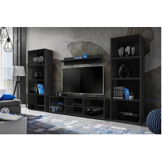 Komodee®, RTV Taranto Grande Living Room Wall Unit Black without LED for Living Room Bedroom Office