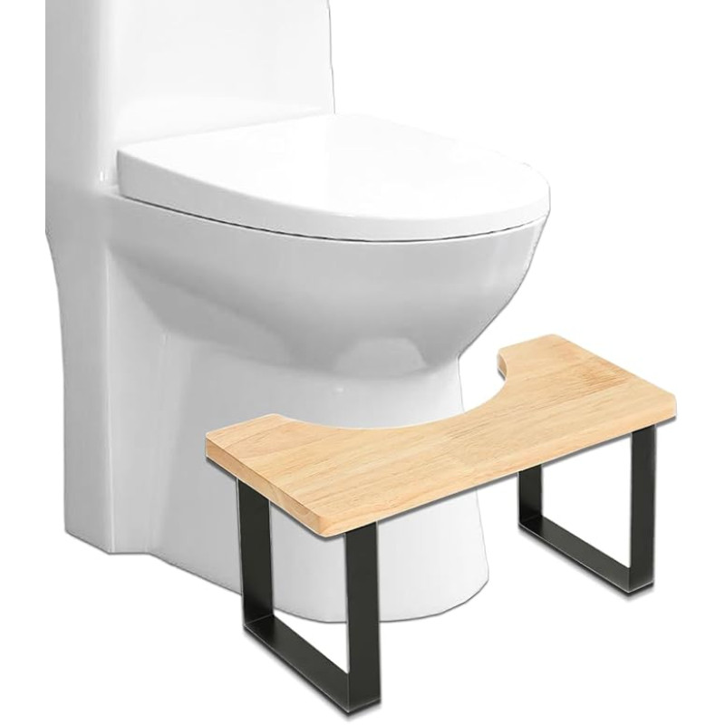 Wooden Toilet Stool with Metal Toilet Step for Bathroom, Portable, Non-Slip, Adult
