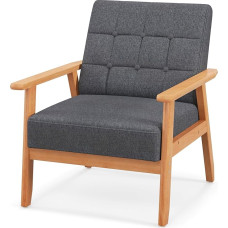 RELAX4LIFE Padded Lounge Chair, Dining Room Chair with Solid Wood Frame, Accent Chair with Backrest Armrests, Maximum Load 150 kg, Upholstered Chair for Living Room, Dining Room, Office (2)