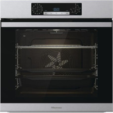 Hisense SteamAdd BSA65226PX Multifunctional Oven - XXL Recess 77 L, Pyrolysis, 13 Functions, 3 Programmes with Steam, Pizza Function 300 °C, AirFry, Stainless Steel, Class A+