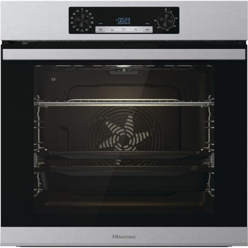 Hisense SteamAdd BSA65226PX Multifunctional Oven - XXL Recess 77 L, Pyrolysis, 13 Functions, 3 Programmes with Steam, Pizza Function 300 °C, AirFry, Stainless Steel, Class A+