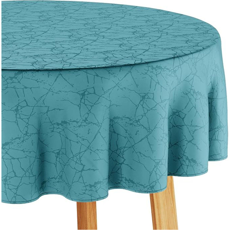 Filumi Tablecloth 120 x 160 cm Oval Blue Washable for Indoor Outdoor Marble Pattern Manil