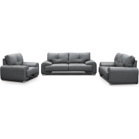 Mars Meble Big-Sofa Omega Upholstery Set 3 + 2 + 1 Sofa Living Room Sofa Set 3-Piece Couch (Grey)